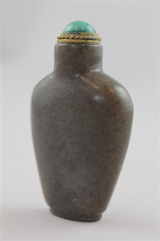 An unusual Chinese grey and brown mottled jade snuff bottle, 1800-1900, 5.6cm